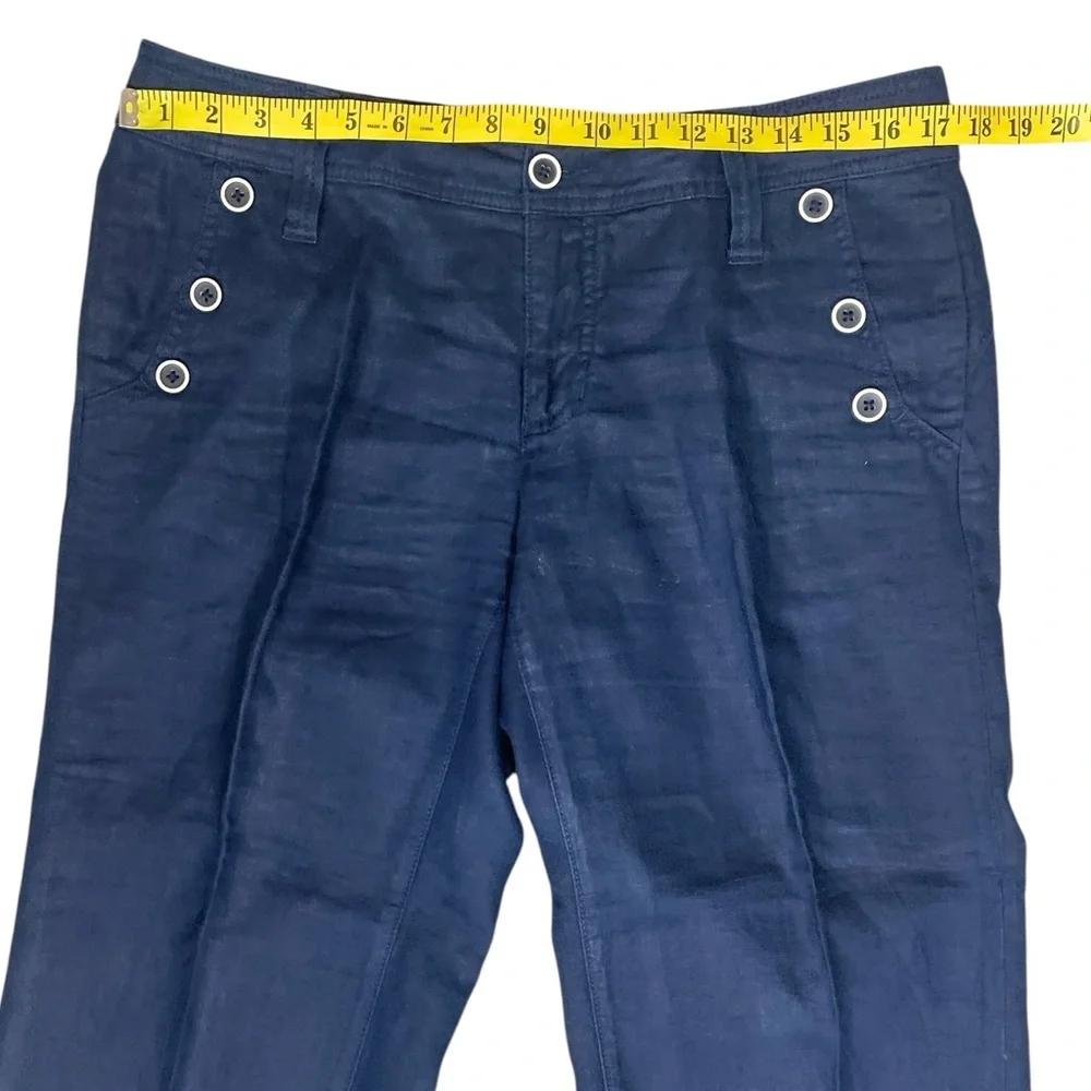 CAbi Navy Blue Linen Sailor Crop Pants